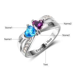 Mother's day Birthstone ring, Sterling Silver Personalized Engravable Ring JEWJORI102504